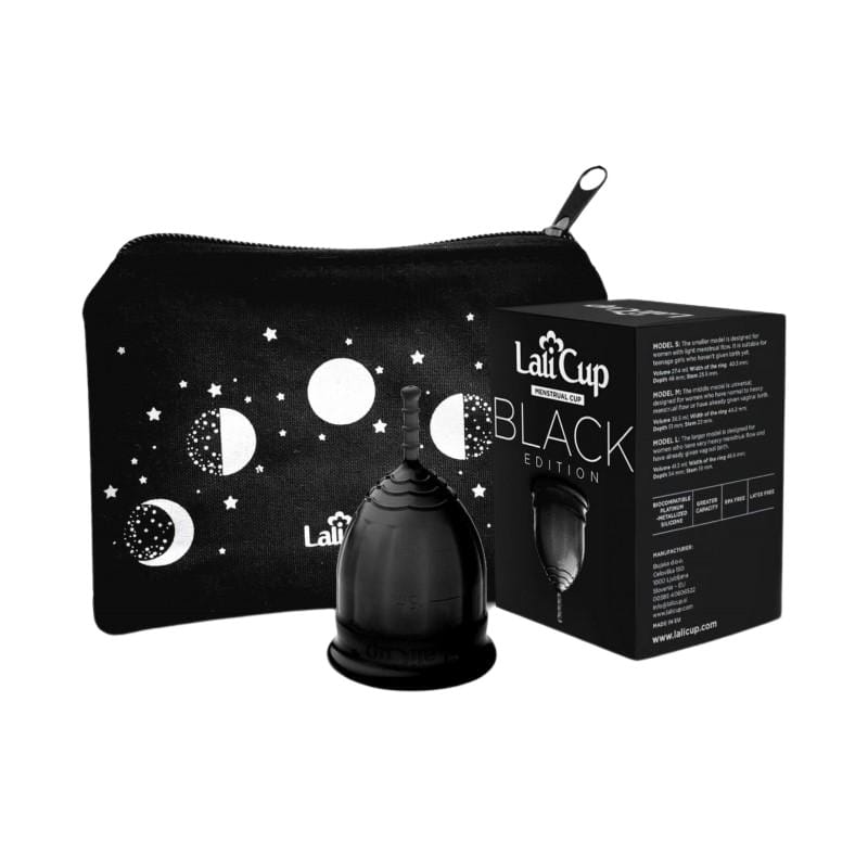 Fekete menstruációs kehely LaliCup (S, M, L, XL)
