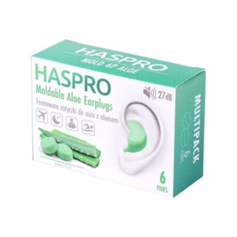 Szilikon füldugó aloe verával Haspro (12 darab)