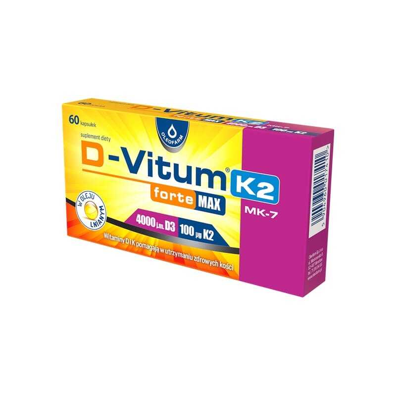 D3-vitamin 4000 NE és K2 MK-7 D-Vitum Forte Max Oleofarm (60 kapszula)