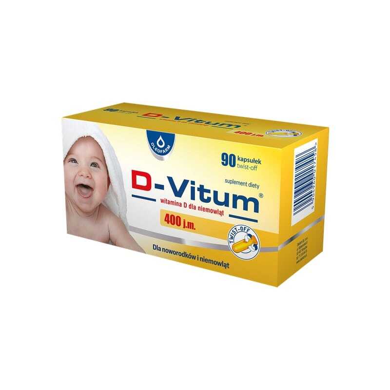 D3-vitamin 400 NE csecsemőknek és gyermekeknek D-Vitum Oleofarm (90 twist-off kapszula)