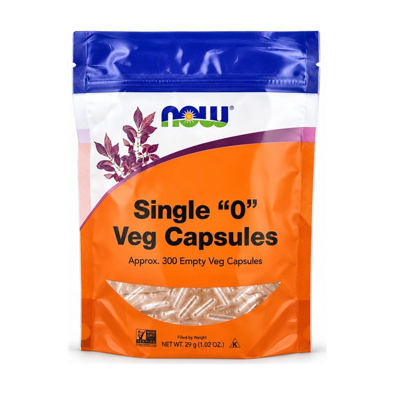 Üres vegán kapszula, 0-s méret NOW (300 kapszula)