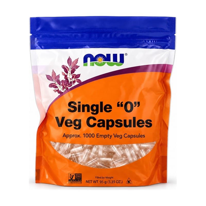 Üres vegán kapszula, 0-s méret NOW (1000 kapszula)