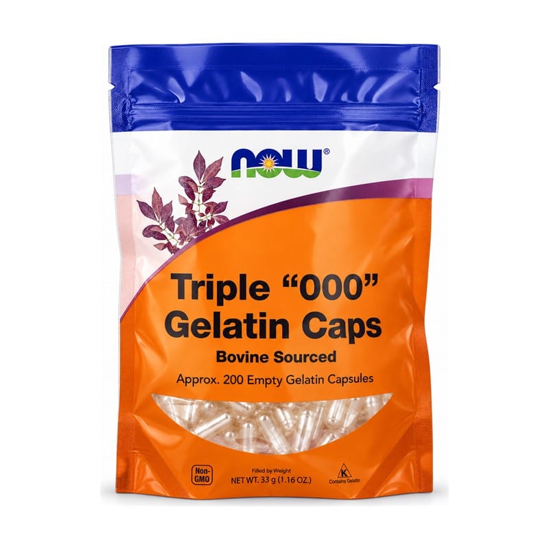 Üres 000 méretű zselatin kapszulák NOW (200 kapszula)